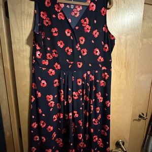 Croft & Barrow Black and Red Floral Midi Dress